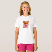 Cute Kawaii Fox Bubble Gum Design for girl T-shirt (Voorkant volledig)