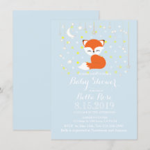 Cute Kawaii Fox Stars Woodland Theme Baby shower