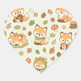 Cute Kawaii Fox Woodland Pattern | Autumn Forest  Hart Sticker