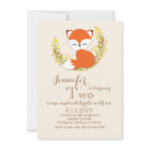 Cute Kawaii Fox Woodland Theme Birthday Kaart