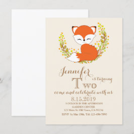 Cute Kawaii Fox Woodland Theme Birthday Kaart