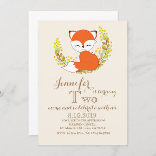 Cute Kawaii Fox Woodland Theme Birthday Kaart