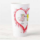 Cute Kawaii Foxes Kissing Heart Splatter Mug Latte Mok (Voorkant)