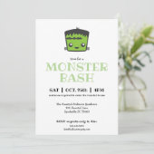 Cute Kawaii Frankenstein Monster Halloween Party Kaart (Staand voorkant)