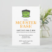 Cute Kawaii Frankenstein Monster Halloween Party Kaart (Staand voorkant)