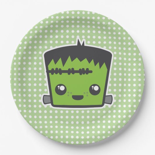 Cute Kawaii Frankenstein Monster Halloween Party Papieren Bordje (Voorkant)