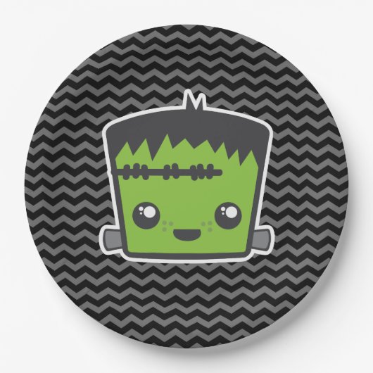 Cute Kawaii Frankenstein Monster Halloween Party Papieren Bordje (Voorkant)