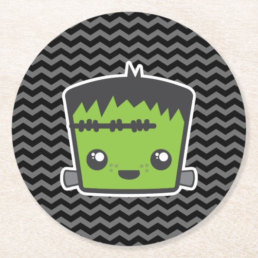Cute Kawaii Frankenstein Monster Halloween Party Ronde Kartonnen Onderzetter (Voorkant)