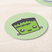 Cute Kawaii Frankenstein Monster Halloween Party Ronde Kartonnen Onderzetter (Gebogen)
