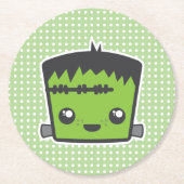 Cute Kawaii Frankenstein Monster Halloween Party Ronde Kartonnen Onderzetter (Voorkant)