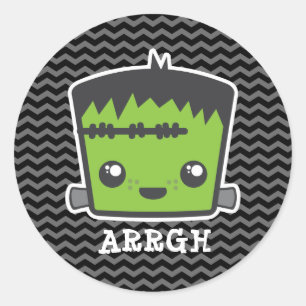 Cute Kawaii Frankenstein Monster Halloween Ronde Sticker