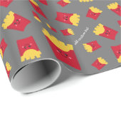 Cute Kawaii French Fries met Douane Naam Cadeaupapier (Rol Hoek)