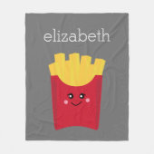 Cute Kawaii French Fries met Douane Naam Fleece Deken (Voorkant)