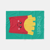 Cute Kawaii French Fries met Douane Naam Fleece Deken (Voorkant (Horizontaal))