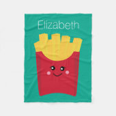 Cute Kawaii French Fries met Douane Naam Fleece Deken (Voorkant)