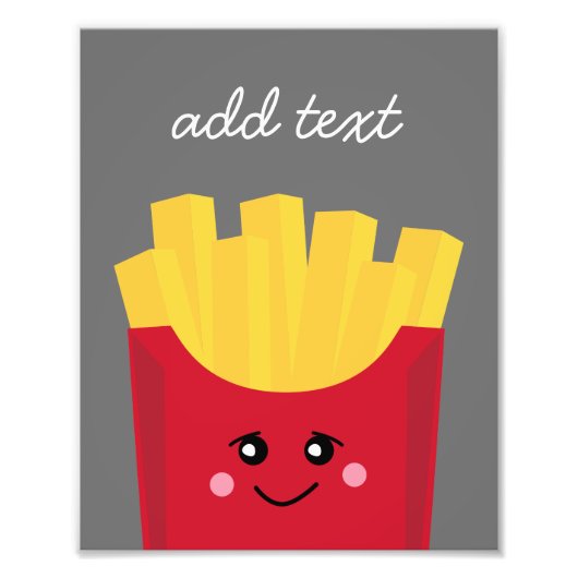 Cute Kawaii French Fries met Douane Naam Foto Afdruk (Voorkant)