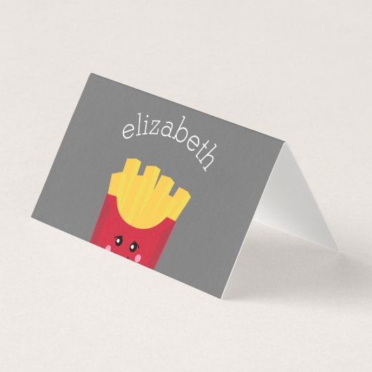 Cute Kawaii French Fries met Douane Naam Kaart (Voorkant)