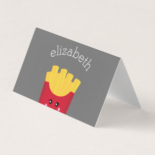 Cute Kawaii French Fries met Douane Naam Kaart