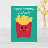 Cute Kawaii French Fries met Douane Naam Kaart (Gele Bloem)