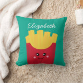 Cute Kawaii French Fries met Douane Naam Kussen (Deken)
