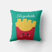 Cute Kawaii French Fries met Douane Naam Kussen (Achterkant)