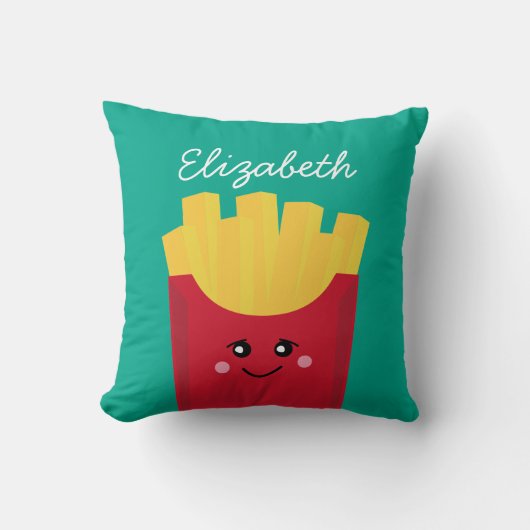 Cute Kawaii French Fries met Douane Naam Kussen (Voorkant)