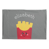 Cute Kawaii French Fries met Douane Naam Kussensloop (Achterkant)