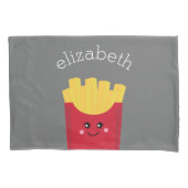 Cute Kawaii French Fries met Douane Naam Kussensloop (Voorkant)