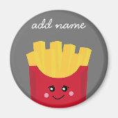 Cute Kawaii French Fries met Douane Naam Magneet (Voorkant)