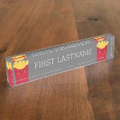 Cute Kawaii French Fries met Douane Naam Naambordje (Zijkant)