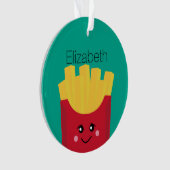 Cute Kawaii French Fries met Douane Naam Ornament (voorkant)
