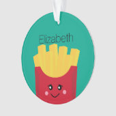 Cute Kawaii French Fries met Douane Naam Ornament (voorkant)