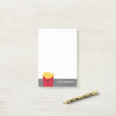 Cute Kawaii French Fries met Douane Naam Post-it® Notes (Op bureau)