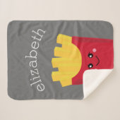 Cute Kawaii French Fries met Douane Naam Sherpa Deken (Voorkant (horizontaal))