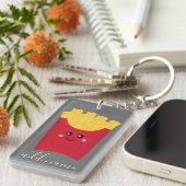 Cute Kawaii French Fries met Douane Naam Sleutelhanger (Voorkant Rechts)