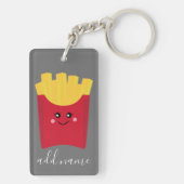 Cute Kawaii French Fries met Douane Naam Sleutelhanger (achterkant)