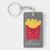 Cute Kawaii French Fries met Douane Naam Sleutelhanger (Voorkant)