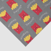 Cute Kawaii French Fries met Douane Naam Tissuepapier (Detail)