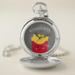 Cute Kawaii French Fries met Douane Naam Zakhorloge<br><div class="desc">Een moderne tekening van een franse fry box met heldere kleuren.</div>