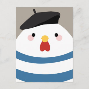 Cute Kawaii French Hen Illustration Briefkaart