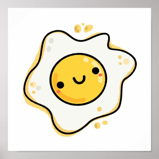 Cute Kawaii Fried Egg Poster (Voorkant)