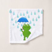 Cute Kawaii Frog and Rain Bad Handdoek (Wasdoekje)