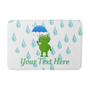 Cute Kawaii Frog and Rain Badmat