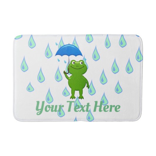 Cute Kawaii Frog and Rain Badmat (Voorkant)