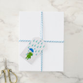 Cute Kawaii Frog and Rain Cadeaulabel (Met Touw)