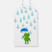 Cute Kawaii Frog and Rain Cadeaulabel (Achterkant)