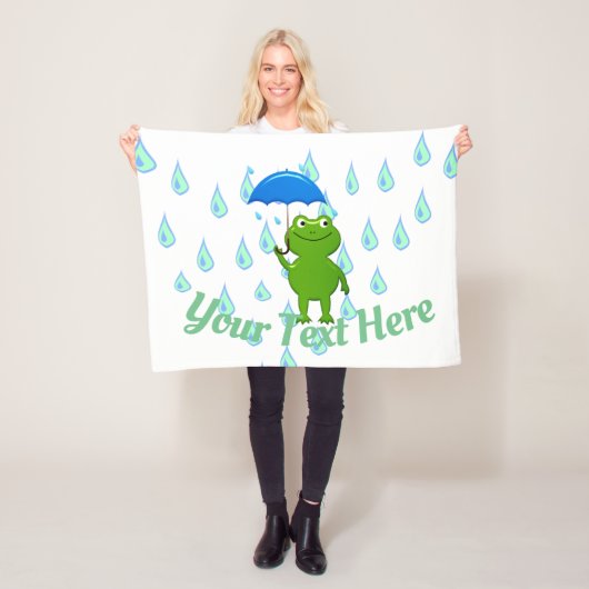 Cute Kawaii Frog and Rain Fleece Deken (In situ)