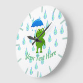 Cute Kawaii Frog and Rain Grote Klok (Hoek)