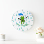 Cute Kawaii Frog and Rain Grote Klok (Huis)
