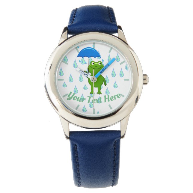 Cute Kawaii Frog and Rain Horloge (Voorkant)